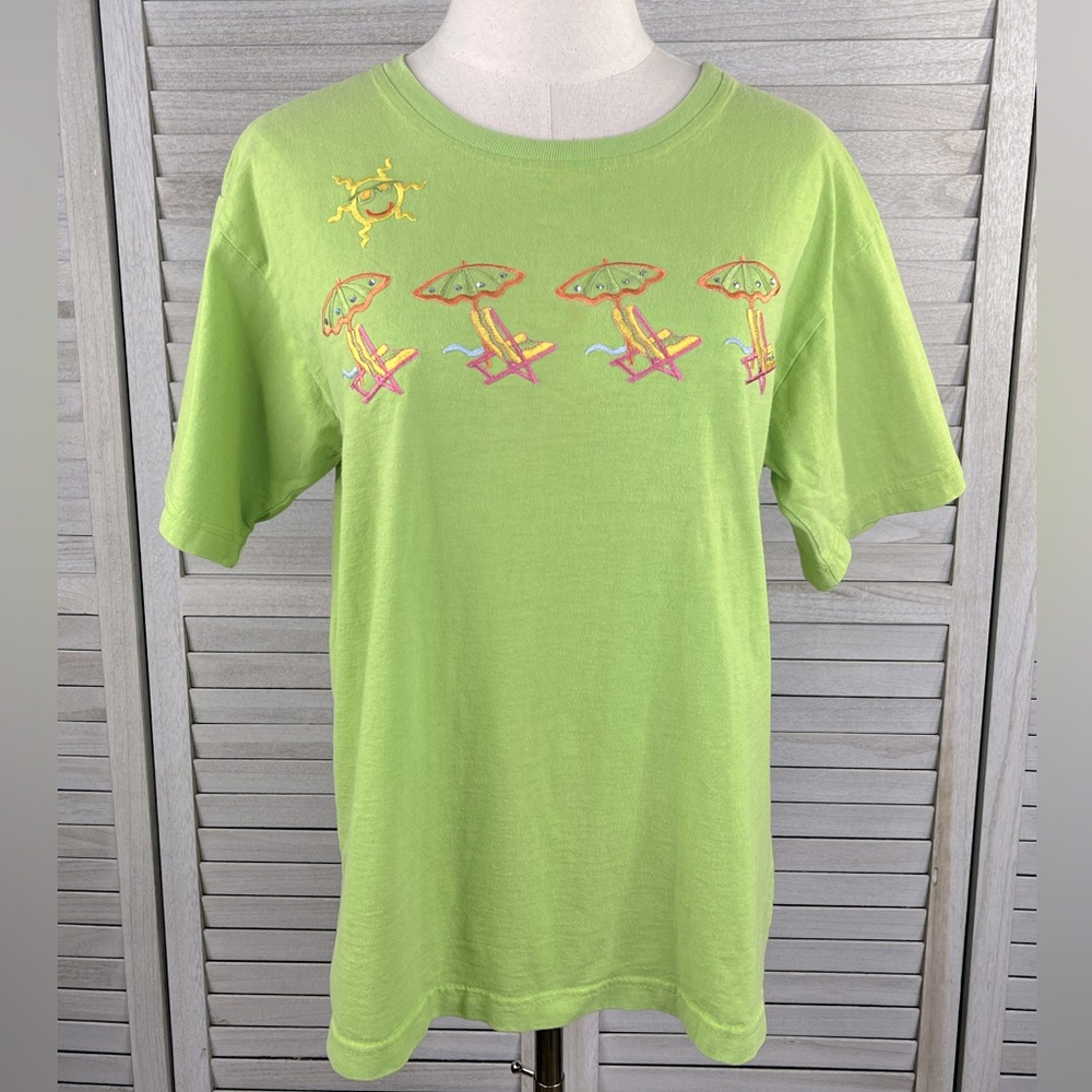 TIA DESIGNS Vintage 90's 100% Cotton Embroidered Tee-Medium